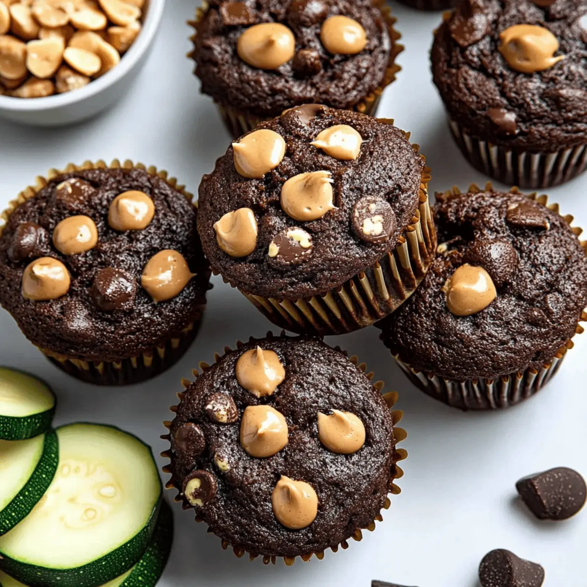 Chocolate Peanut Butter Zucchini Muffins